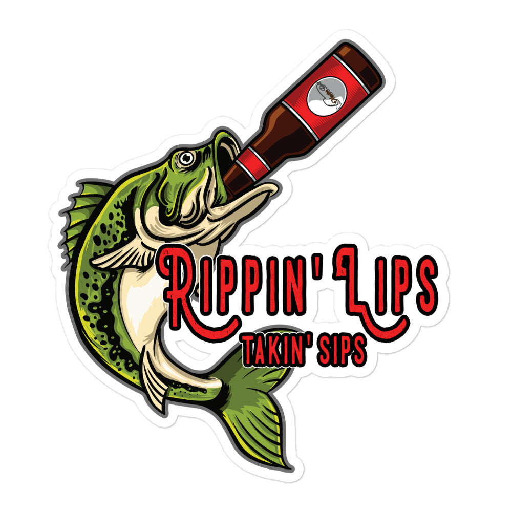 Rip'n Lips Takin Sips - Funny Fishing Sticker