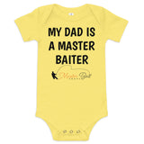 MY DAD IS A MASTER BAITER Baby short sleeve one piece