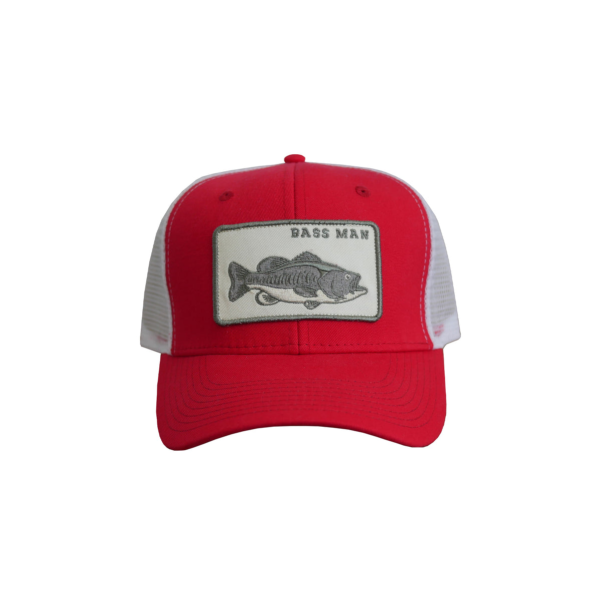Bass Man Patch Hat Red Master Bait Shops