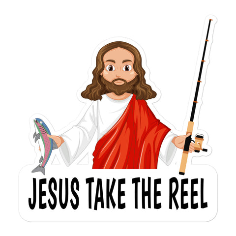 Jesus Take the Reel Bubble-free stickers