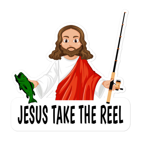 Jesus Take the Reel (Bass) Bubble-free stickers