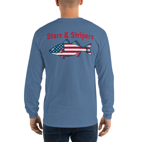Stars and Stripers Long Sleeve Pocket Tee | Xlg | Blue Stone (BLUST)